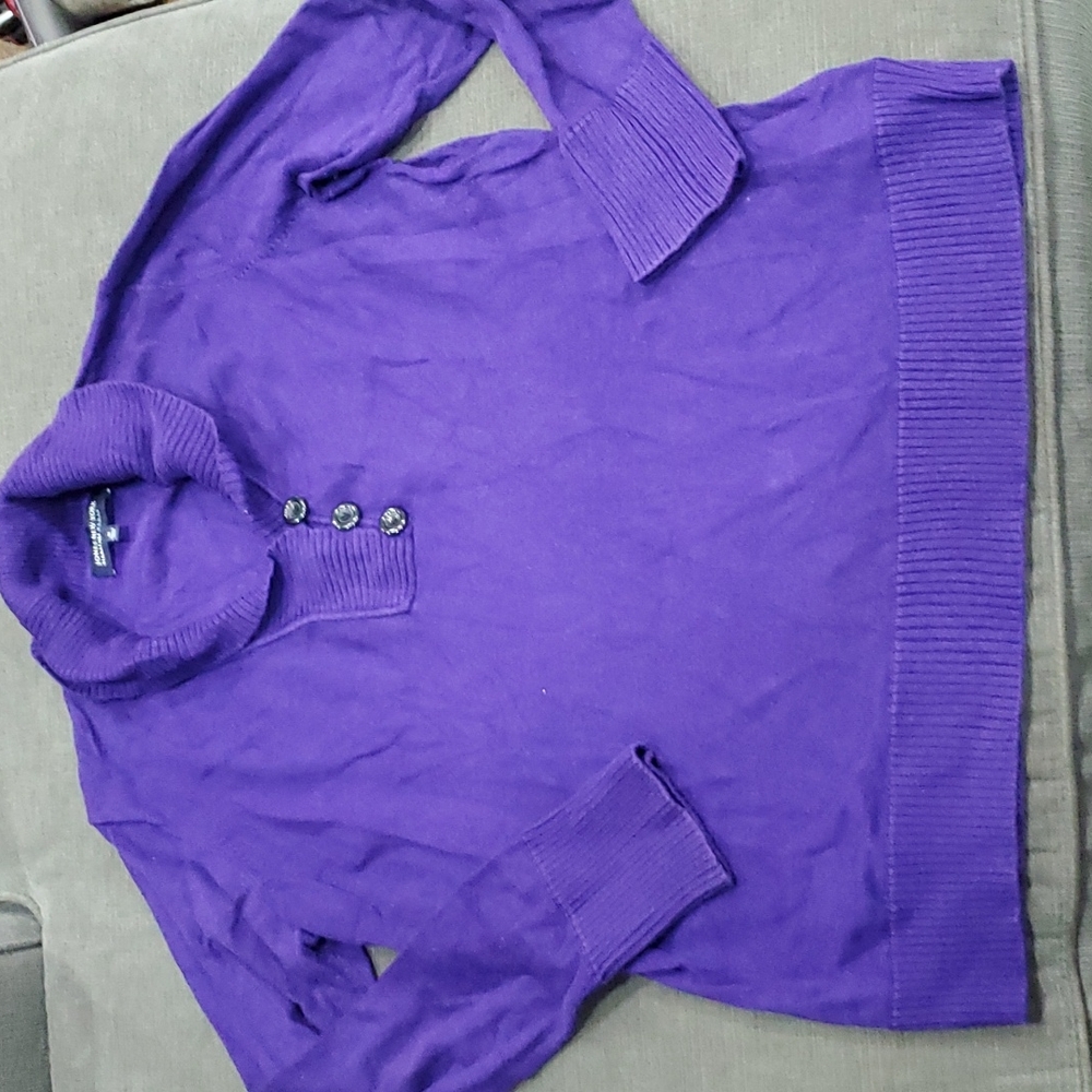 Jones New York Purple Cowl Neck Sweater